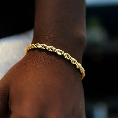 Gld Mens 7" 6mm Rope Chain Bracelet In Gold