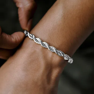 Gld Mens 7" 6mm Rope Chain Bracelet In Silver