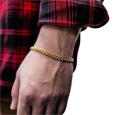 Gld Mens 8" 5mm 18k Miami Cuban Bracelet In Gold