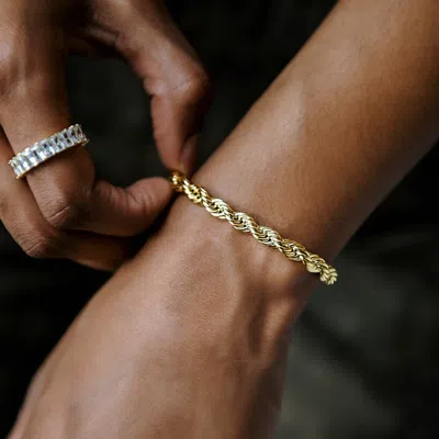 Gld Mens 8" 6mm Rope Chain Bracelet In Gold