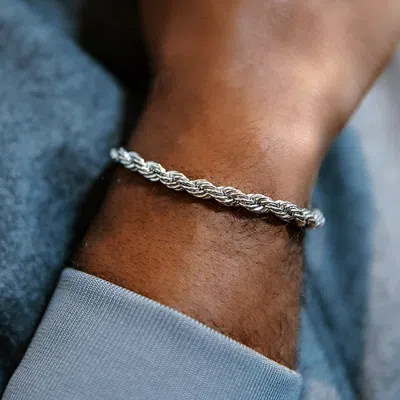 Gld Mens 8" 6mm Rope Chain Bracelet In Silver