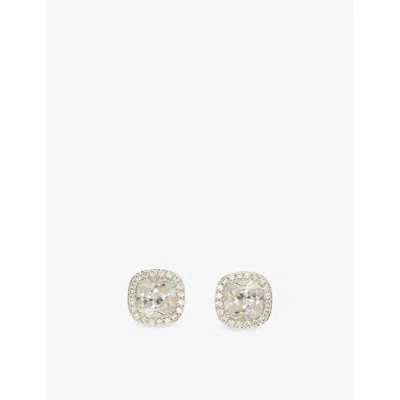Gld Mens Cushion Cut White Gold-plated Diamond Stud Earrings