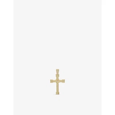 Gld Mens Rope Cross 18ct Gold-plated Diamond Pendant