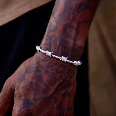 Gld Mens Iced Barbed Wire Bracelet In Transparent