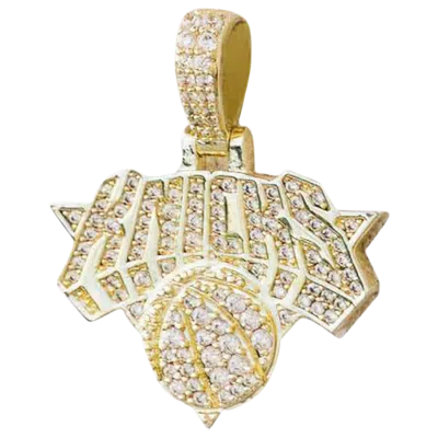 Gld Mens New York Knicks Logo Micro Pendant In Gold
