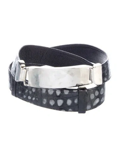 Pre-owned Glen Miller For Ann Turk Embossed Leather Waist Belt In Black