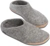 Glerups B-01 Felt Slipper Unisex Us 17 Gray 100% Natural Merino Wool Clog Fzp524 In Grey