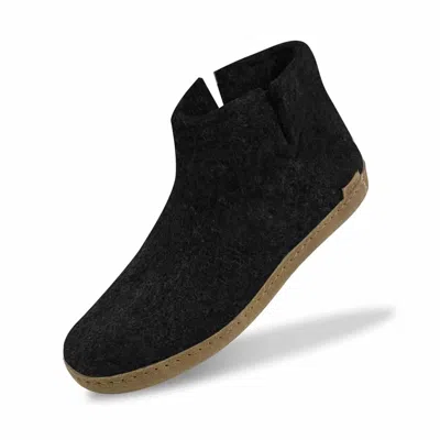 Glerups Unisex Felt Boots With Leather Sole In Charcoal