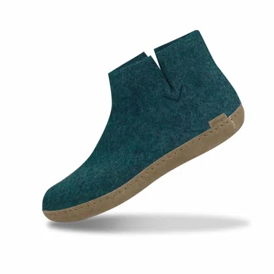Glerups Unisex Felt Boots With Leather Sole In Petrol In Multi