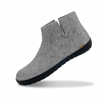 Glerups Unisex Felt Low Boots With Black Rubber Sole In Grey In Gray