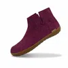 Glerups Unisex Felt Low Boots With Honey Rubber Sole In Cranberry