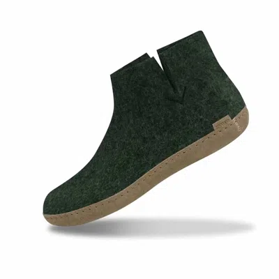 Glerups Unisex Felt Low Boots With Leather Sole In Forest