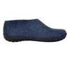 Glerups Unisex Felt Slipper With Black Natural Rubber Sole In Denim