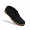Glerups Unisex Felt Slipper With Honey Natural Rubber Sole In Charcoal