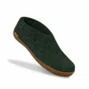 Glerups Unisex Felt Slipper With Honey Natural Rubber Sole In Forest