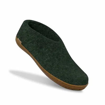 Glerups Unisex Felt Slipper With Honey Natural Rubber Sole In Forest
