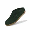 GLERUPS UNISEX SLIP-ON WITH LEATHER SOLE IN FOREST
