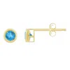 Glistening Jewels 10k Gold 6x4mm Oval Blue Topaz Stud Earrings In Gold