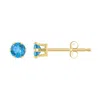 Glistening Jewels 10k Gold 3mm Round Blue Topaz Stud Earrings In Blue