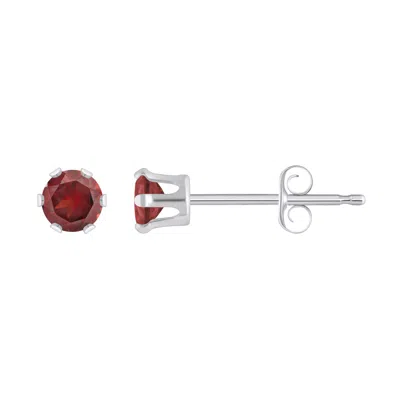 Glistening Jewels 10k Gold 3mm Round Garnet Stud Earrings In Multi