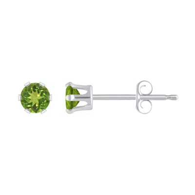 Glistening Jewels 10k Gold 3mm Round Peridot Stud Earrings In Green