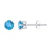 Glistening Jewels 10k Gold 4mm Round Blue Topaz Stud Earrings In Brown