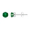 Glistening Jewels 10k Gold 4mm Round Created Emerald Stud Earrings In Green