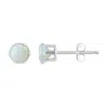 Glistening Jewels 10k Gold 4mm Round Created Opal Stud Earrings In Brown