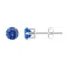 Glistening Jewels 10k Gold 4mm Round Created Sapphire Stud Earrings In Blue