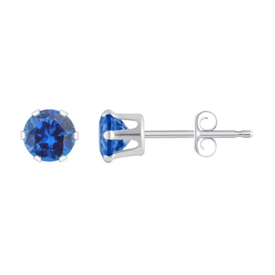 Glistening Jewels 10k Gold 4mm Round Created Sapphire Stud Earrings In Multi