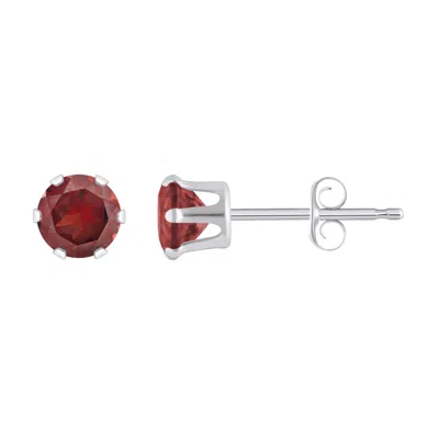 Glistening Jewels 10k Gold 4mm Round Garnet Stud Earrings In Red