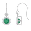 Glistening Jewels 10k Gold 4mm Round Genuine Emerald Drop Earrings In Metallic