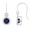Glistening Jewels 10k Gold 4mm Round Genuine Sapphire Drop Earrings In Multi