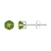 Glistening Jewels 10k Gold 4mm Round Peridot Stud Earrings In Green