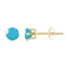 Glistening Jewels 10k Gold 4mm Round Turquoise Stud Earrings In Gold