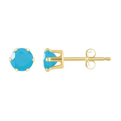 Glistening Jewels 10k Gold 4mm Round Turquoise Stud Earrings