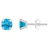 Glistening Jewels 10k Gold 5mm Cushion Blue Topaz Stud Earrings In Brown