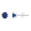 Glistening Jewels 10k Gold 5mm Cushion Created Sapphire Stud Earrings In Blue