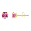 Glistening Jewels 10k Gold 5mm Cushion Pink Topaz Stud Earrings In Multi