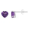 Glistening Jewels 10k Gold 5mm Heart Shape Amethyst Stud Earrings In Brown