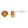 Glistening Jewels 10k Gold 5mm Heart Shape Citrine Stud Earrings In Orange