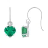Glistening Jewels 10k Gold 5mm Heart Shape Created Emerald Drop Earrings In Brown