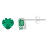 Glistening Jewels 10k Gold 5mm Heart Shape Created Emerald Stud Earrings In Green