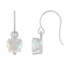 Glistening Jewels 10k Gold 5mm Heart Shape Created Opal Drop Earrings In Silver