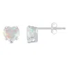 Glistening Jewels 10k Gold 5mm Heart Shape Created Opal Stud Earrings In Metallic
