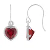 Glistening Jewels 10k Gold 5mm Heart Shape Created Ruby Drop Earrings In Metallic