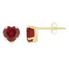 Glistening Jewels 10k Gold 5mm Heart Shape Created Ruby Stud Earrings In Red