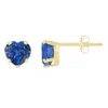 Glistening Jewels 10k Gold 5mm Heart Shape Created Sapphire Stud Earrings In Blue