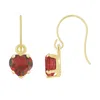 Glistening Jewels 10k Gold 5mm Heart Shape Garnet Drop Earrings In Brown