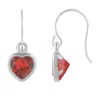 Glistening Jewels 10k Gold 5mm Heart Shape Garnet Drop Earrings In Red